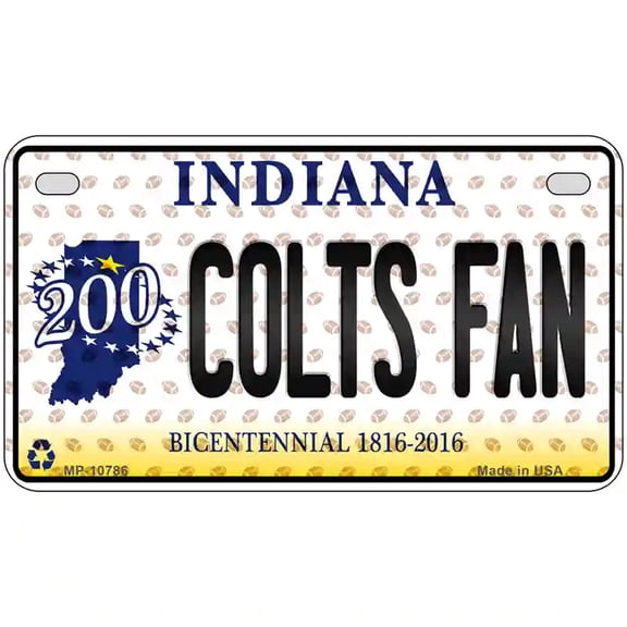 Colts Fan Bicentennial Indiana Novelty Metal License Plate 7" x 4" Motorcycle