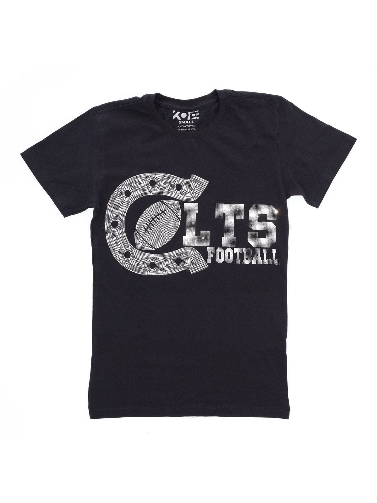 Colts Football Rhinestone Bling Bling Short Sleeve T shirt Soft Pink Unisex Adult L