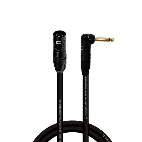 Coluber Cable - 3-Pin XLR Male to Right Angle 1/4" TS Unbalanced Mono Cable