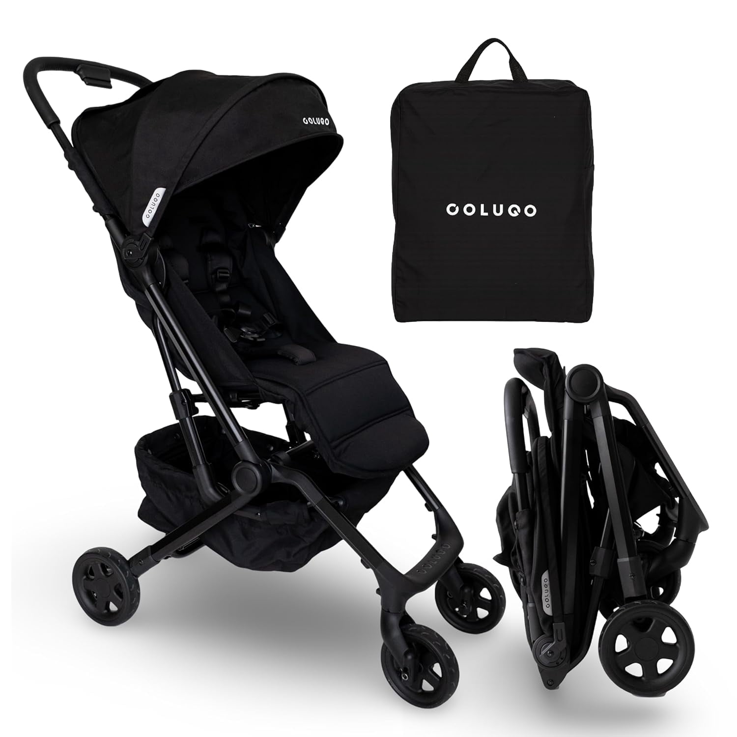 Colugo Compact+ Baby Stroller with Cupholder, Rain Cover, and Backpack