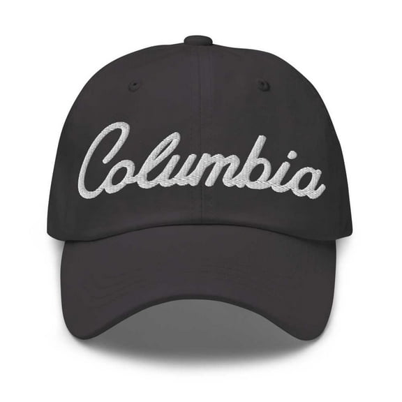 Columbia Baseball Cap Columbia Dad Hat Bold Script South Carolina SC Hat Embroidered Souvenir Gift Dark Grey