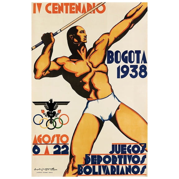 Columbia - Bogota Games 1938 - Vintage Travel Poster (16x24Inches)