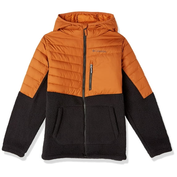 Columbia Boys' Powder Lite Novelty Hooded Jacket Large Warm Copper/Black