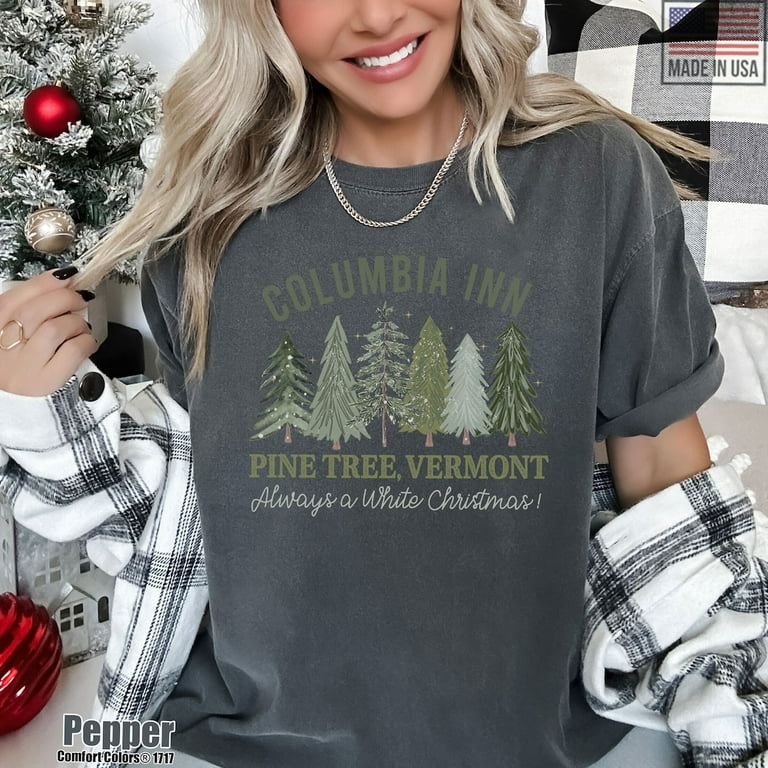 Columbia Inn Pine Tree Vermont Shirt, Christmas White Tshirt, Americas Snow  Playground T shirt, Vintage White Xmas Tee 