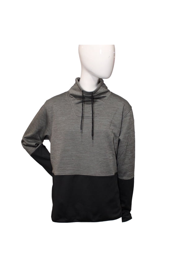 Ladies' Size X-Large, Funnel Neck Pullover, Charcoal Heather-Black