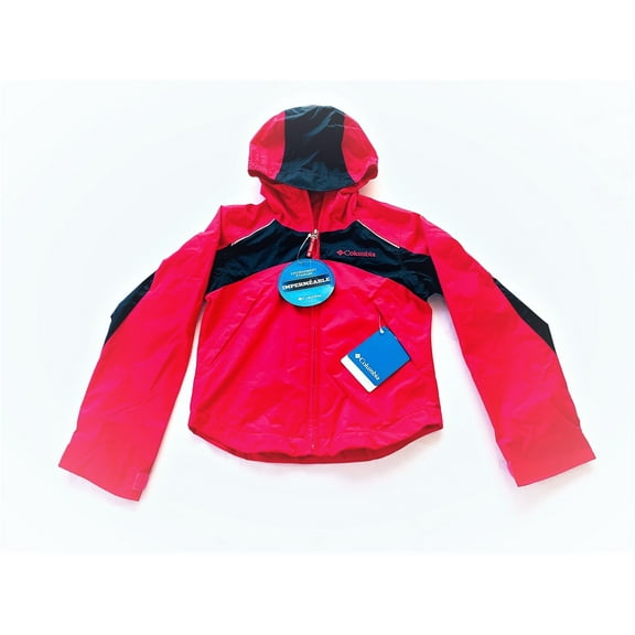 Columbia Little Girls' Wet Reflect Jacket, XXS (4-5 Years), Red/Navy