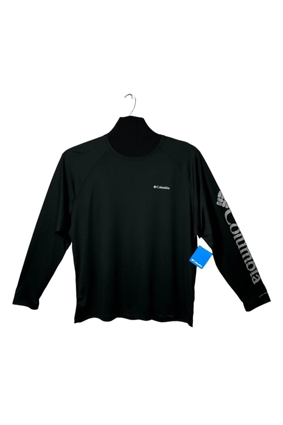 Long Sleeve Shirt Size 1X Black Sun Protection Moisture-wicking Fabric