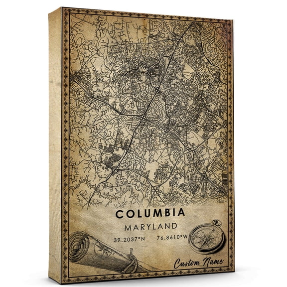 Columbia Map Poster, Maryland Map Art Poster, Canvas, Columbia Map City vintage Poster, Street Map Artwork Poster, Columbia Map Canvas - 89AZ650