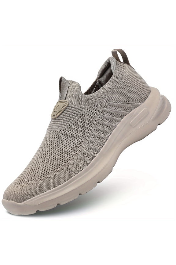 Men’s Slip-On Running Shoes, Breathable Durable Non-Slip Shock Absorbing Sneakers for Jogging, Walking, Hiking and Everyday Comfortable Athletic Wear