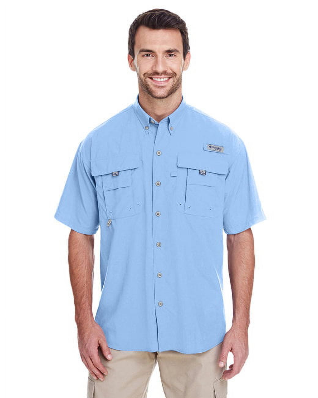 Columbia Men's James Bay Short Sleeve Woven Shirt SUN PROTECTION - BLUE  SIZE M
