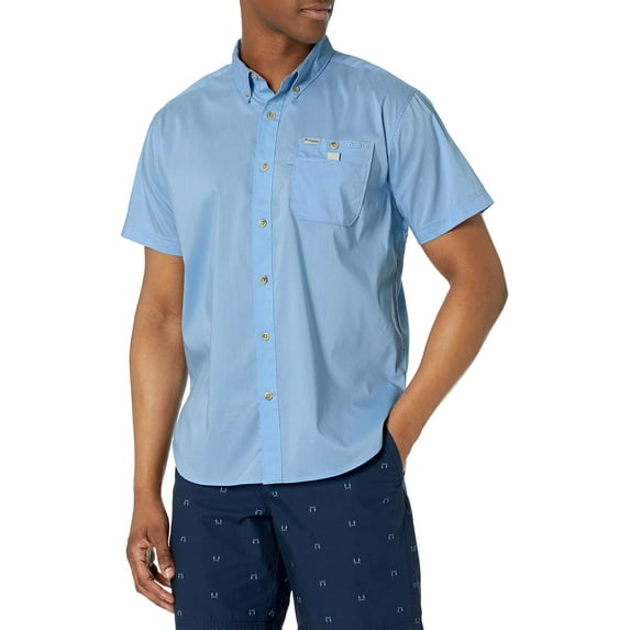 Columbia Men's Bonefish Short Sleeve Shirt, Agate Blue, XX-Large