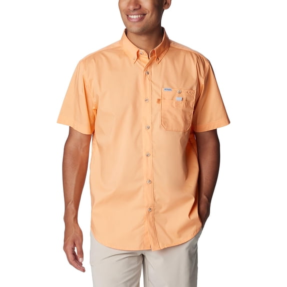 Columbia Men's Bonefish Short Sleeve Shirt, Bright Nectar, Medium