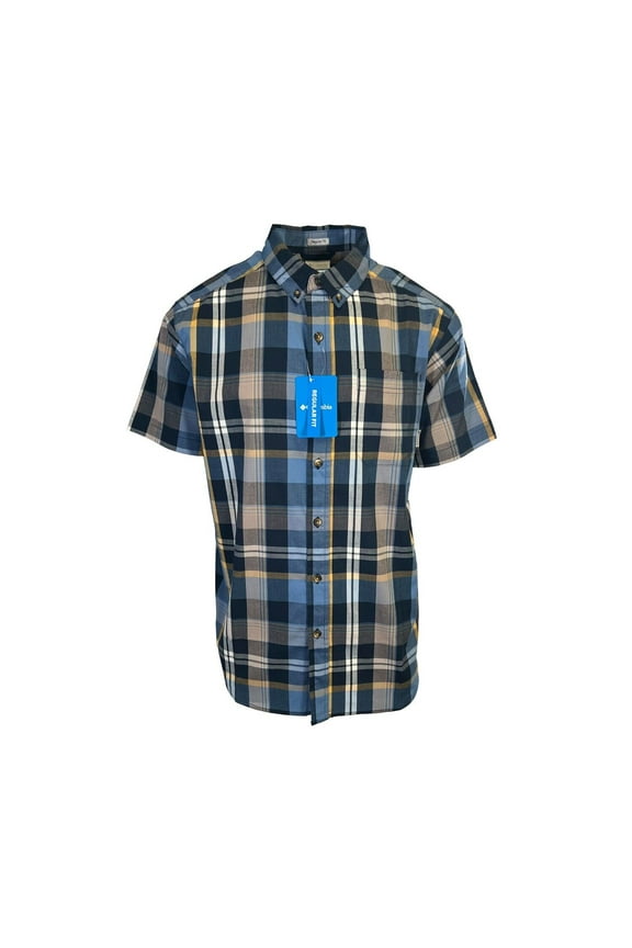 Men's Collegiate Navy Multi Plaid Rapid Rivers II S/S Shirt (462)