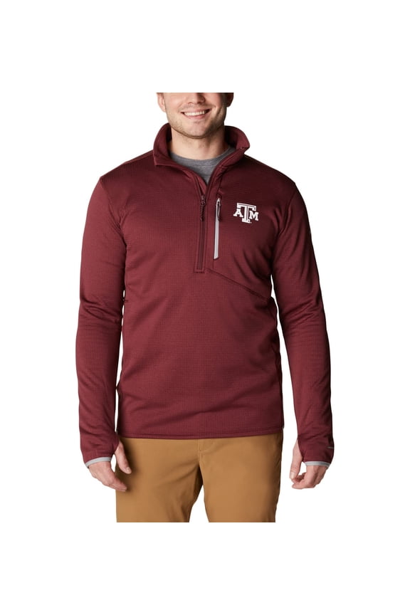Men's Collegiate Park View Fleece Half Zip, Tam - Deep Maroon Heather, Large