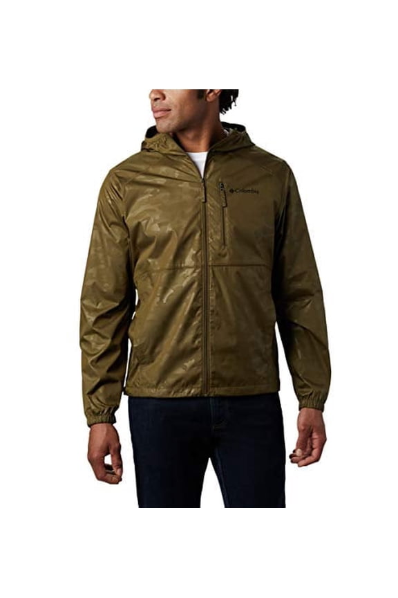 Men's Flash Forward Windbreaker Print, New Olive Technical Camo Deboss, Large