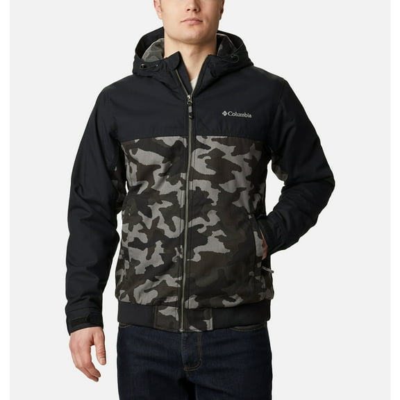 Columbia Men's Loma Vista Hooded Jacket, Black Traditional Camo/Black, Small