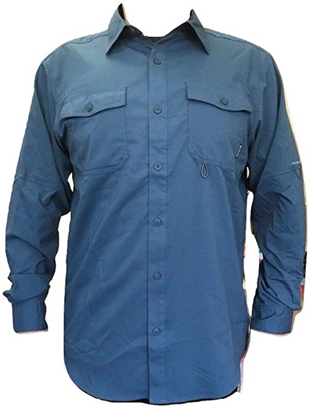 Columbia Men s UPF 40 Omni Shade Omni Wick Long Sleeve Button Up Clothing Sun Protection Shirt Whale Small Walmart