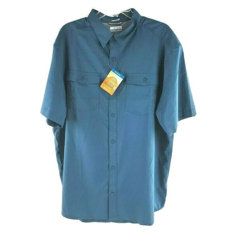 Columbia Men's Omni-Shade SPF 40 Short Sleeve Fishing Shirt, Blue, XL - NEW