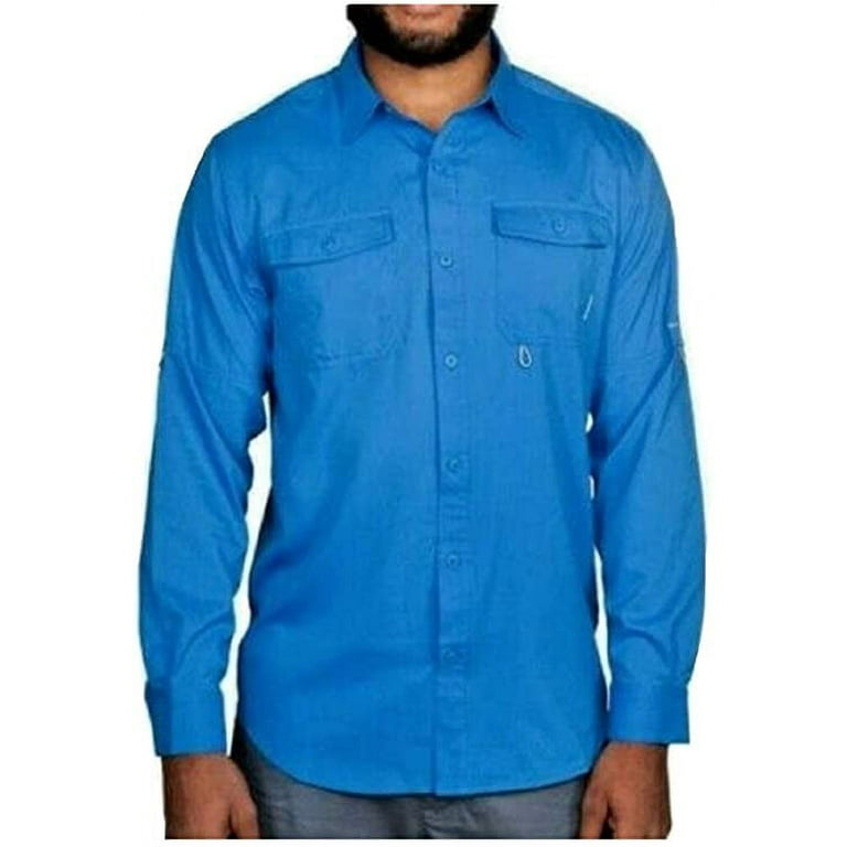 Columbia Men's Omni-Shade Sun Protection Long Sleeve Shirt (Stormy Blue,  XX-Large)