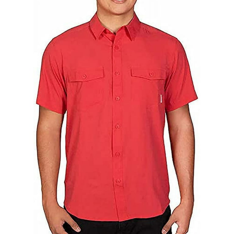 Columbia Men's Omni-Shade Sun Protection Short Sleeve Shirts, S / Red
