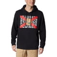 thumbnail image 1 of Columbia Men's PFG Fish Flag II Hoodie, Black/Red Spark Fl, Large, 1 of 5