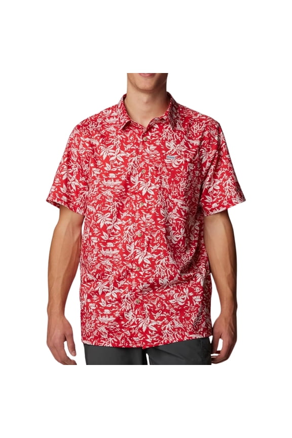 Men's PFG Super Slack Tide Camp Shirt Medium Kona Red Outdoor UPF 40