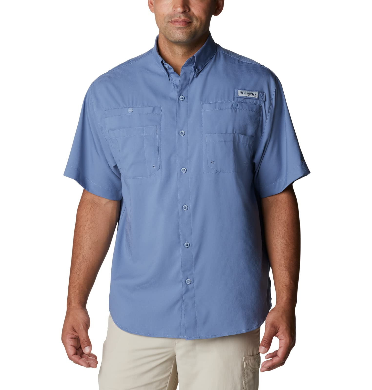 Columbia Men s PFG Tamiami Ii UPF 40 Small Short Sleeve Fishing Shirt Blue Stone