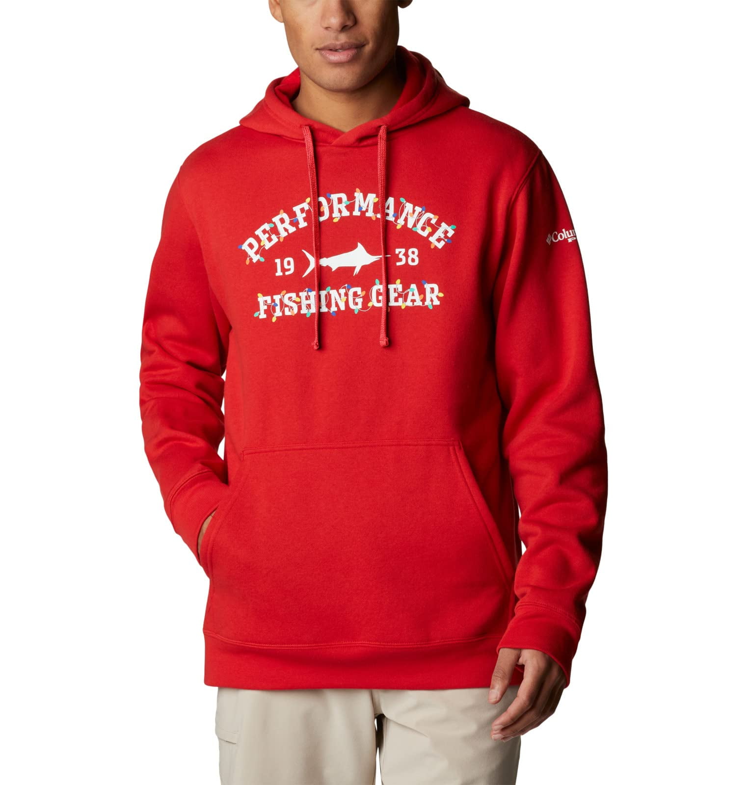 Columbia Men's PFG Triangle Hoodie - Carbon Red Spark, 2XL - Super Soft & Cozy Pullover With Hood & Pocket