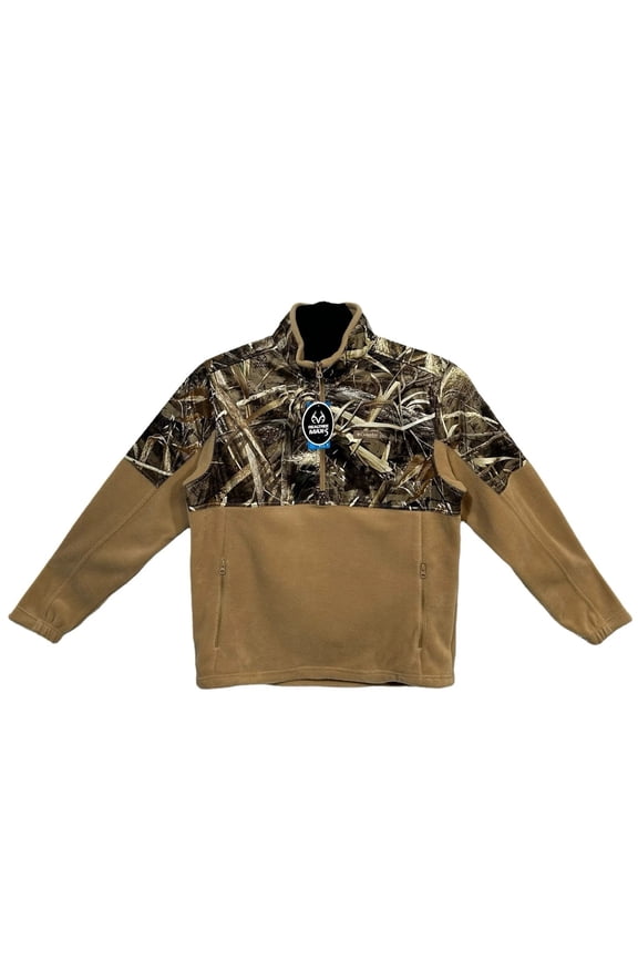 Men's PHG Fleece Pullover Sweater Size L Tan-Camo Print Mid-weight