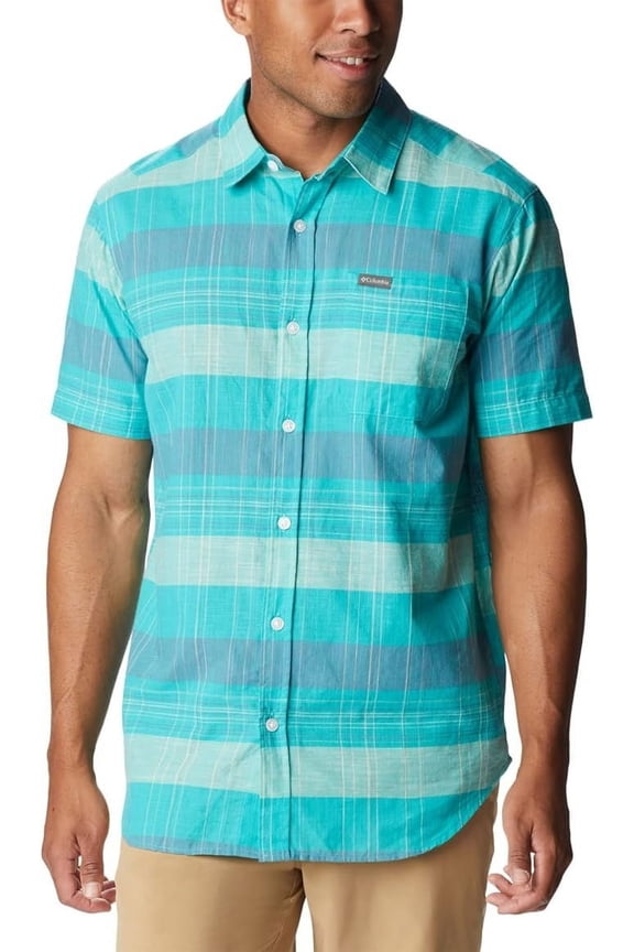 Men's Rapid RiversNovelty Short-Sleeve Shirt Small Bright Aqua Small