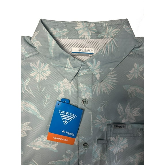 Columbia Men's Shirt Omni-Wick Super Slack Tide Camp All Over Printed S/S