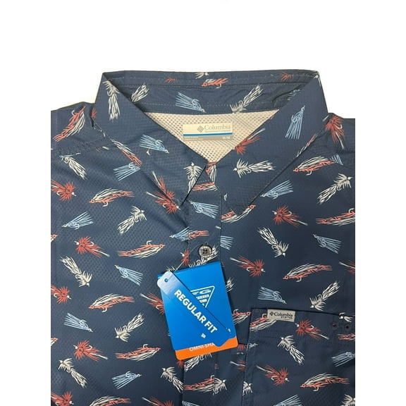 Columbia Men's Shirt Omni-Wick Super Slack Tide Camp All Over Printed S/S