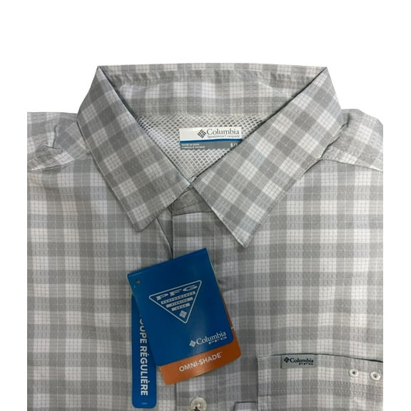 Columbia Men's Shirt PFG Super Slack Tide Camp Palaka Plaid Short Sleeve
