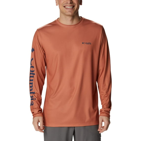 Columbia Men's Terminal Tackle PFG Carey Chen Long Sleeve, Island Orange/Pelagic Trio, X-Large