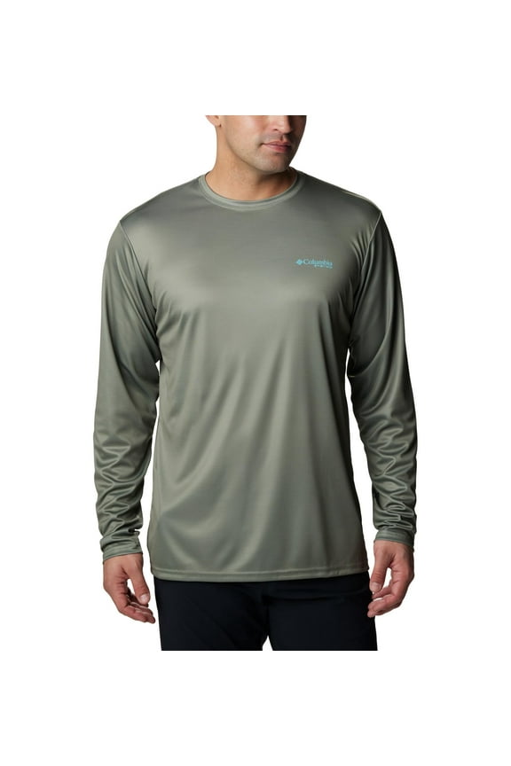 Men's Terminal Tackle PFG Fish Flag Long Sleeve, Cypress/Opal Blue Bass Lures, Medium