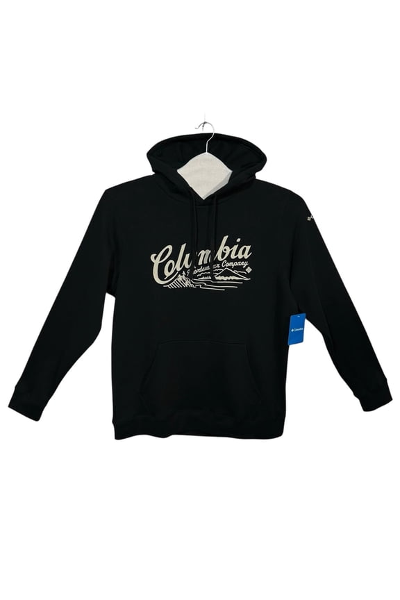 Mens Trek Graphic Hoodie Fleece Pullover Sweatshirt Size XL Black