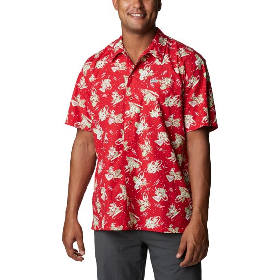 Columbia Men's Trollers Best Short Sleeve Shirt, Red Spark Lite Me Up Print, X-Large