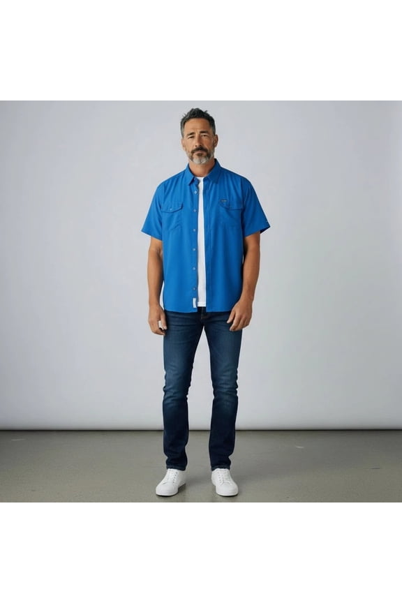 Men's Utilizer Ii Solid Short Sleeve Shirt Size 6X Royal Blue UPF40