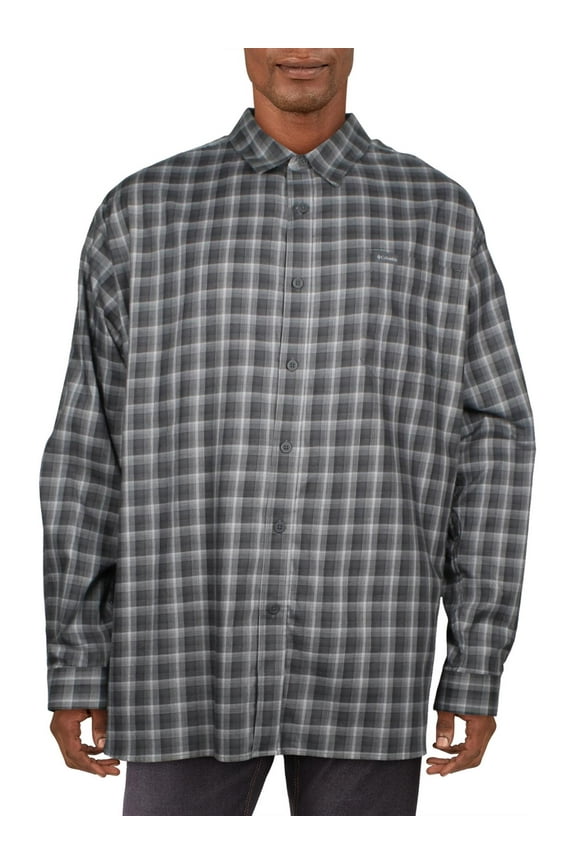 Mens Big & Tall Vapor Ridge III Plaid Button-Down Shirt Gray 4X