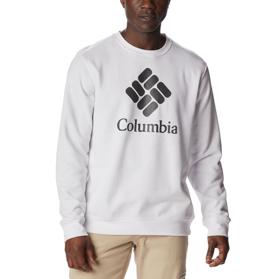 Columbia Mens Gem Logo Trek Crew Sweatshirt,White/Shark,Large