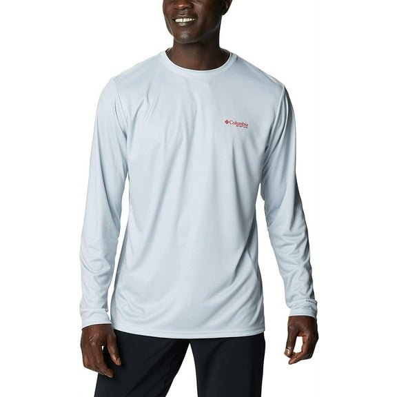 Columbia Mens PFG Terminal Tackle Fish Flag Long Sleeve Fishing Shirt Cool Grey/Al Fish Medium