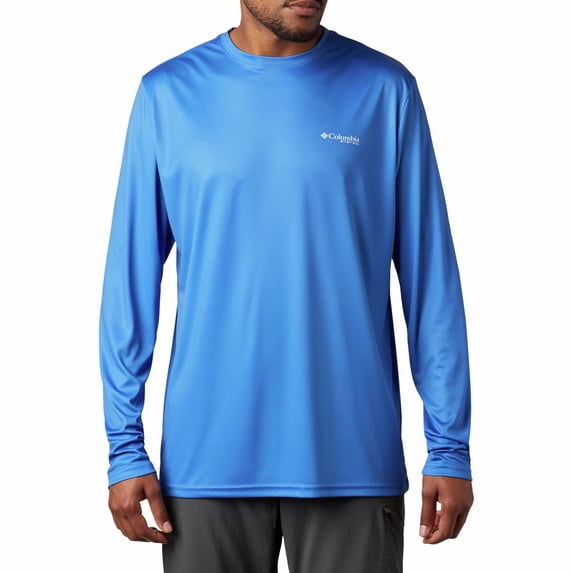 Men's Columbia PFG Terminal Tackle™ Fins & Stripes Long Sleeve T-Shirt Color: Vivid Blue Size: XXL