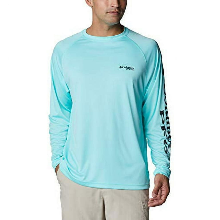 Columbia Mens PFG Terminal Tackle Long Sleeve Shirt, Sun Protection, Gulf Stream/Black Logo, XX-Large Columbia Mens PFG Terminal Tackle Long Sleeve Shirt, Sun Protection, Gulf Stream/Black Logo, XX-Large