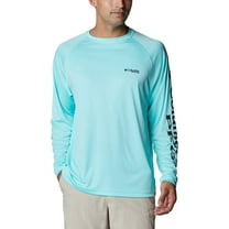 Columbia Mens PFG Terminal Tackle UPF 50 Long Sleeve Fishing Shirt Gulf Stream/Black Logo Medium