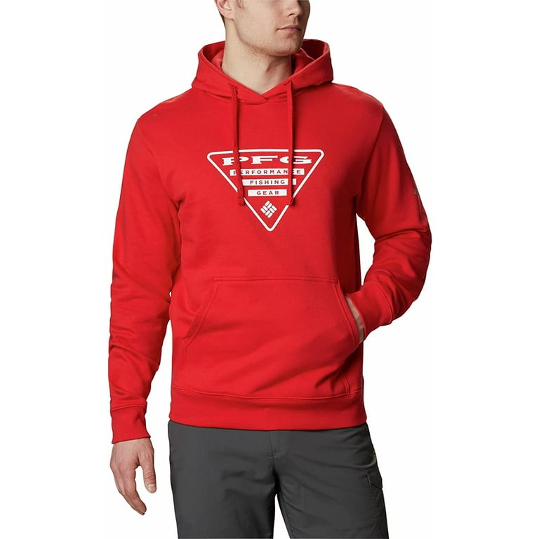 Columbia Mens PFG Triangle Hoodie Red Spark/White 4X 