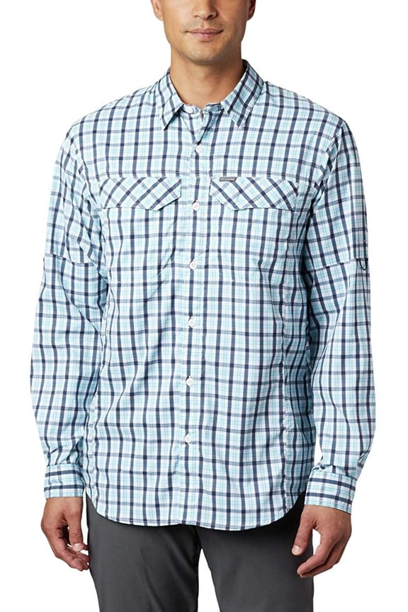 Mens Silver Ridge Lite Plaid Long Sleeve Shirt, 2XL - Collegiate Navy Gingham