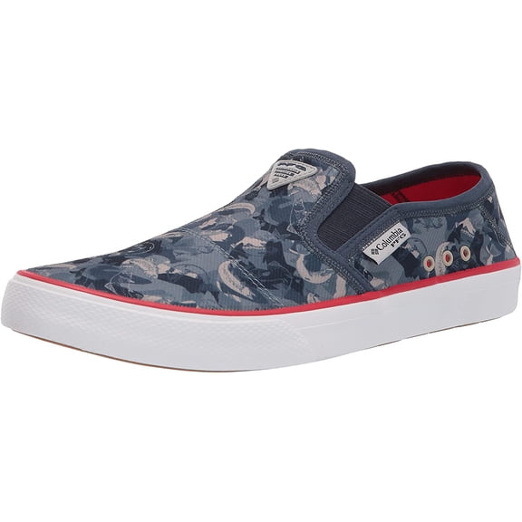 Columbia Mens Slack Tide Slip PFG Boat Shoe 13 Zinc/Bright Red