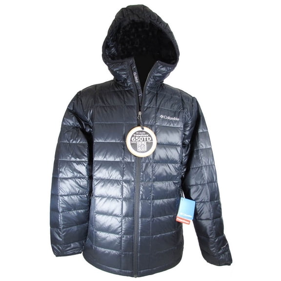Columbia Mens Trask Mountain 650 TurboDown Hooded Jacket, Black, XXL