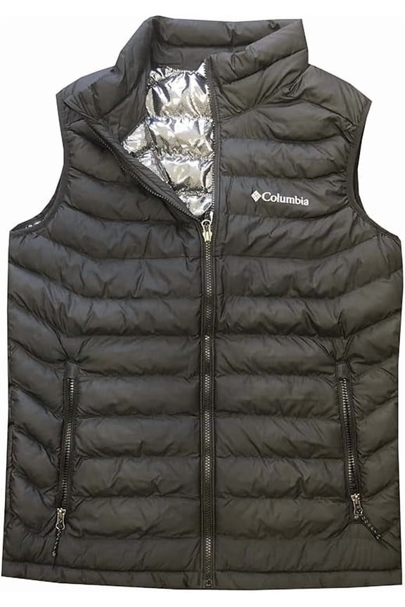 Columbia Mens White Out Omni-Heat Puffer Vest, Black, Medium