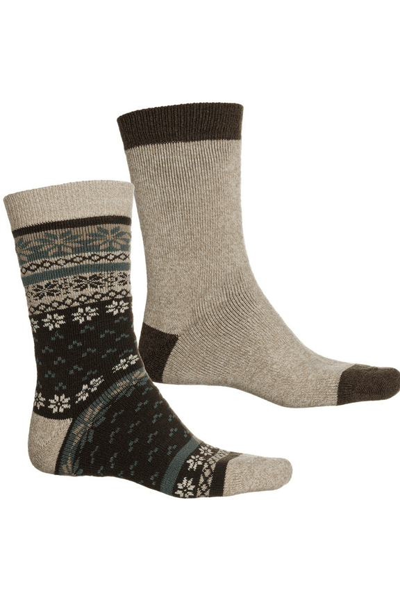 Nordic Medium-Weight Thermal Socks - 2-Pack, Crew (For Men) Shoe Size 6-12